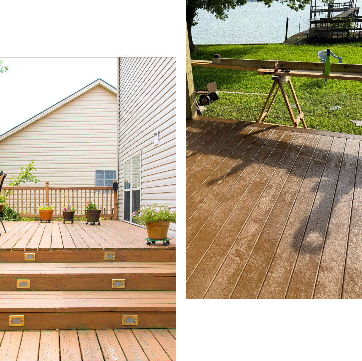 Wooden deck with lawn view