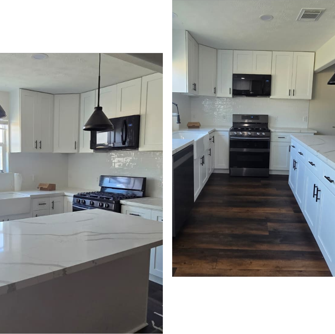 Modern kitchen with white cabinets