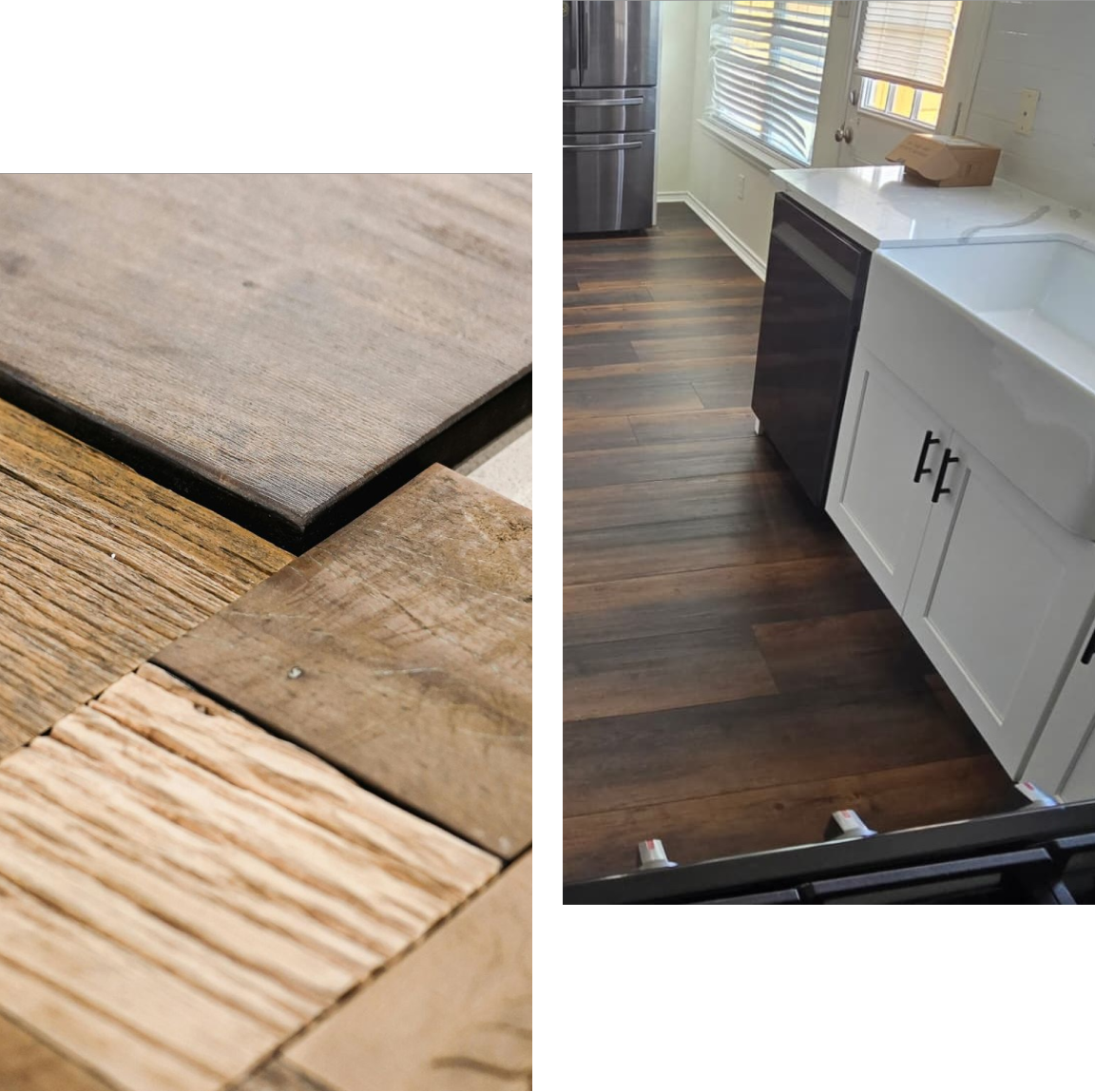 Modern kitchen with wooden flooring