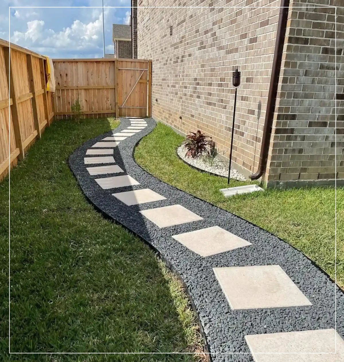 Curved garden path with stepping stones