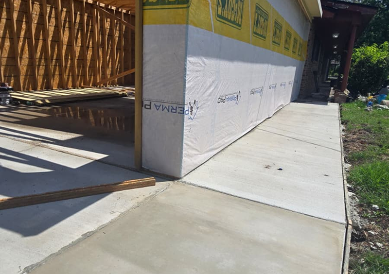 Construction site with partially built structure
