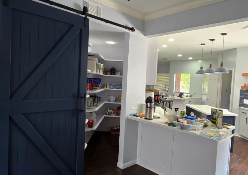 Kitchen island and hanging lights