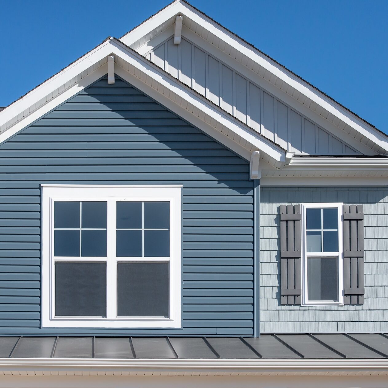 Two-story house with gable roof
