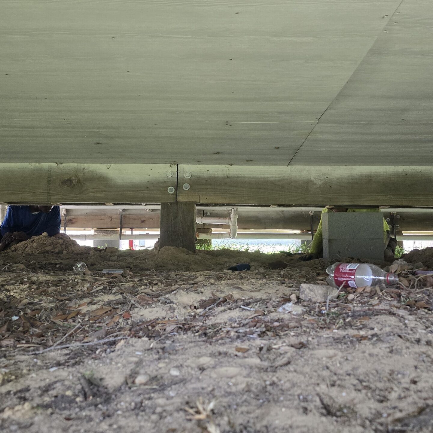 Under a house with exposed soil